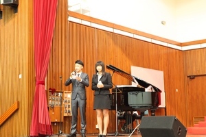 Two students, Kenneth Mak and Jessica Leung were the MCs of the Ceremony