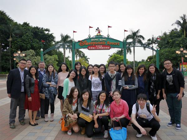 Students of TRA3103 Public Relations Translation attending a sharing section on public affairs at Hong Kong Disneyland
