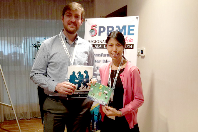 Mr Jonas Haertle, Head, UN Global Compact, PRME – (left) and Dr Shirley MC Yeung, Quality Assurance Director / Assistant Professor, Supply Chain Management Depratment, HSMC (right)
