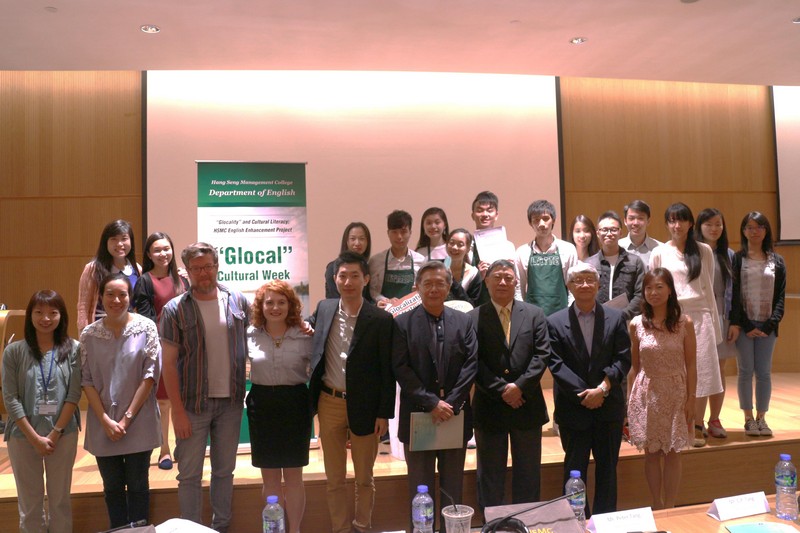 A group photo of the judges, honourable guests, and student participants at the Speech Festival