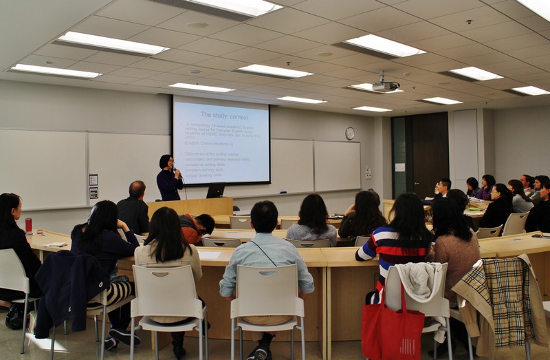 Dr Maggie Ma shared her findings from her small grant research project (Project code: SRGS-13-03), which is funded by the Small Research Grant Scheme of the Federation for Self-financing Tertiary Education in Hong Kong