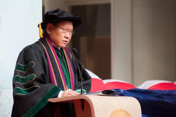 Prof Gilbert Fong, Provost, Acting Vice-President (Academic and Research) and Dean of School of Translation, presented the graduands to the Chairman of Board of Governors, for the conferment of Bachelor Degree in Translation with Business