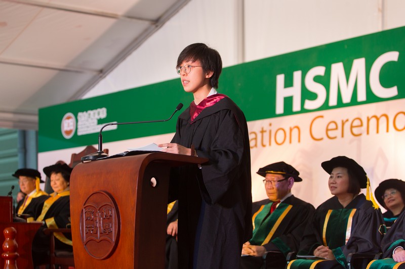 Ms Sharon Wong delivered a valedictorian speech on behalf of the graduates