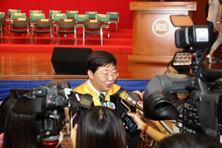 Prof. Simon Ho was interviewed by local media after the Convocation