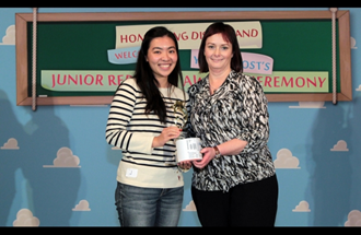 Jocelyn received her award from Ms Susan Ramsay, Young Post Editor at the ceremony