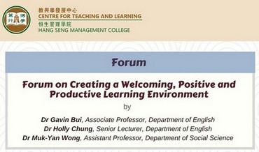 Forum on Creating a Welcoming, Positive and Productive Learning Environment