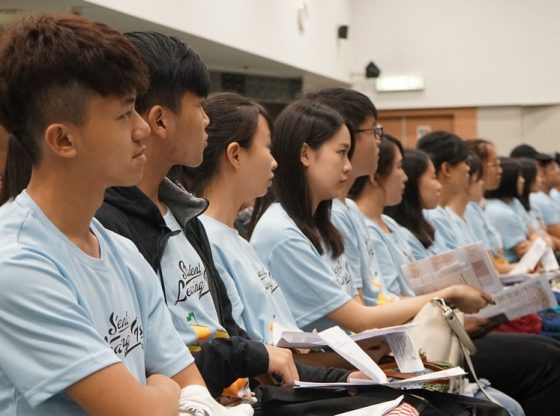 Freshmen of the School listened attentively to the speaker.