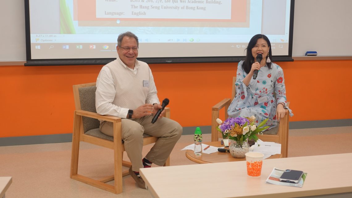 Mr Marc LeBane, Senior Lecturer, Centre for English and Additional Language, the Lingnan University (left) and Dr Holly Chung, Senior Lecturer, Department of English, HSUHK (right).