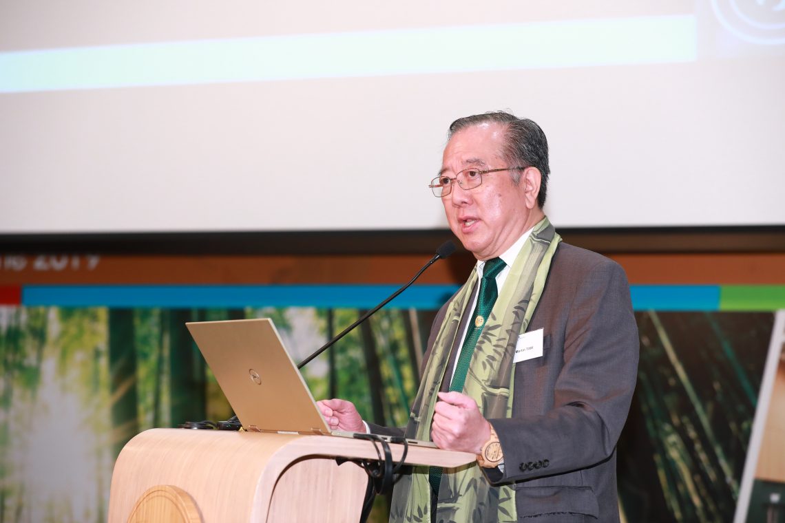 HSUHK Governor, Chairman of FHKI-BIC and Task Force Expert Member – Bamboo Construction of INBAR Mr Martin Tam reiterating the important role of bamboo in resisting global warming