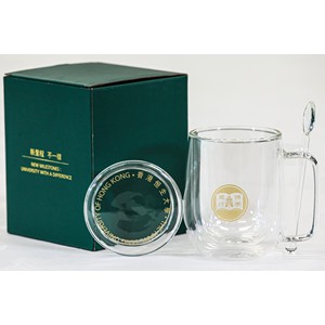 A Commemorative Double-glass Mug with a Glass Lid雙層連蓋玻璃杯