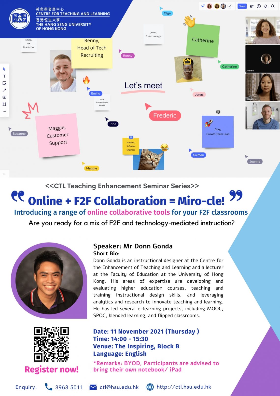CTL Online + F2F Collaboration = Miro-cle! Introducing a range of online collaborative tools for your F2F classrooms