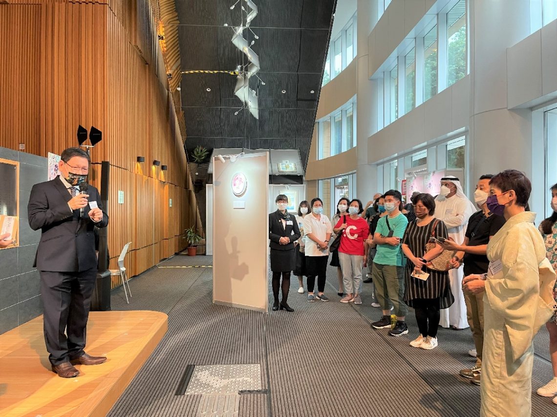 Professor Gilbert Fong gives his welcome remarks at the opening reception