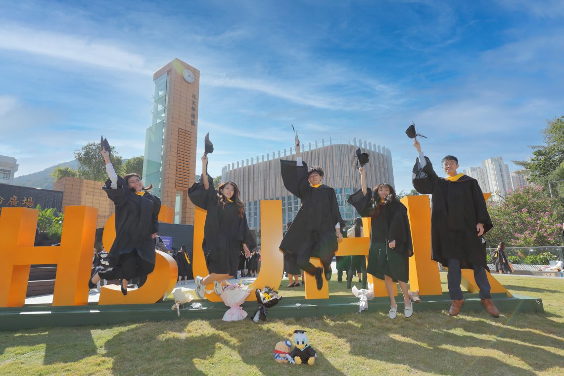 Joyous graduates share their happiness.