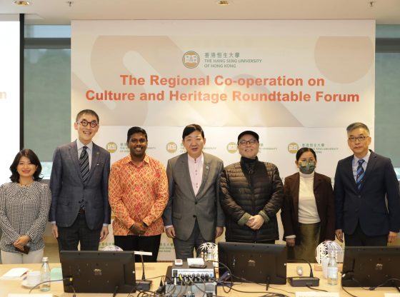 (From left) Ms Melanie Kwok, Mr Douglas So, Mr Yoganthiran Manikam, President Simon Ho, Mr Danny Yung, Ms Hang Chansophea and Professor Desmond Hui.