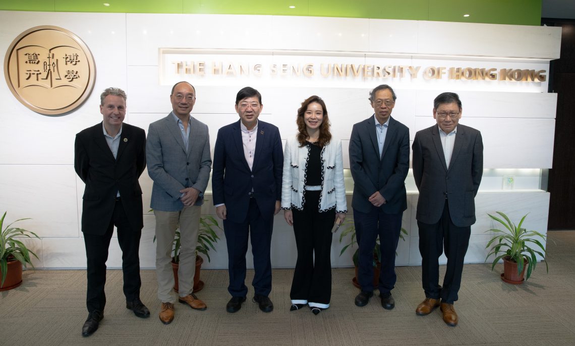 Professor Bradley Barnes (left), Mr Alex Chow, President Simon Ho, Dr Cathy Wei, Professor Y V Hui, Provost and Vice-President (Academic and Research), and Professor Gilbert Fong.