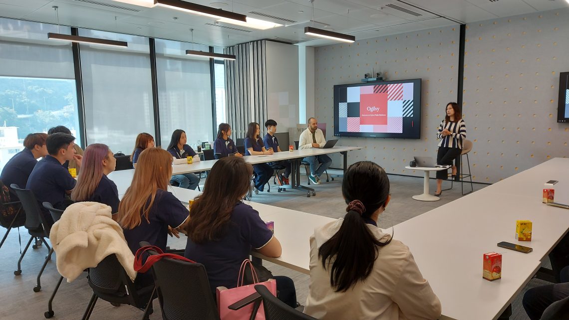 Ms Clara Shek enlightens students on the world of Ogilvy and PR, showcasing successful campaigns and the power of storytelling.