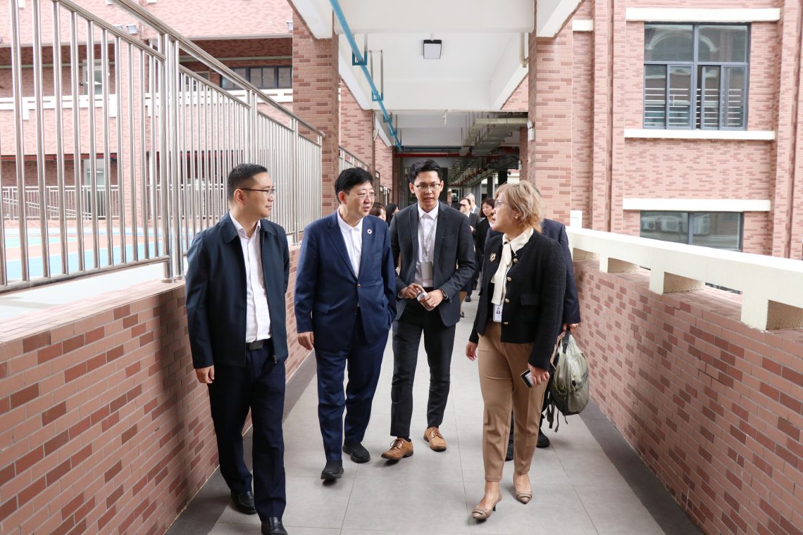 The HSUHK delegation takes a tour of the EtonHouse high school campus.