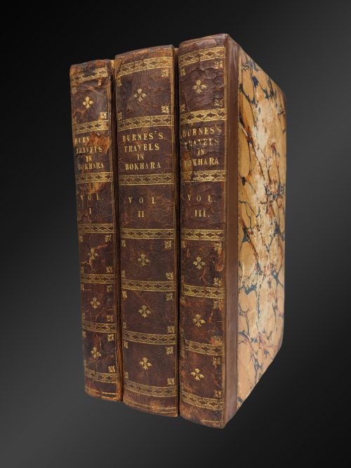 Image 4_photoshoped2 Professor Strickland’s collection featured Travels into Bokhara by Alexander Burnes, published in 1834.